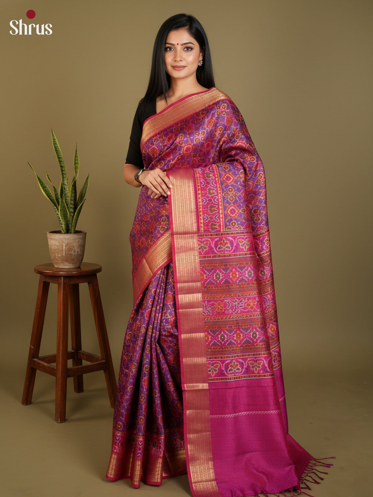 EAS12302 - Semi Patola-Regular Border Saree - Shop on Shrus.com