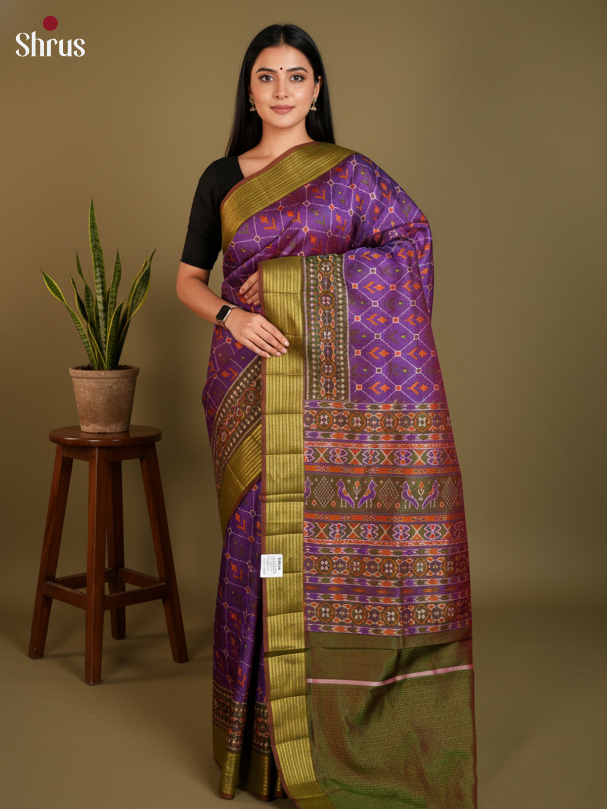 EAS12303 - Semi Patola-Regular Border Saree - Shop on Shrus.com