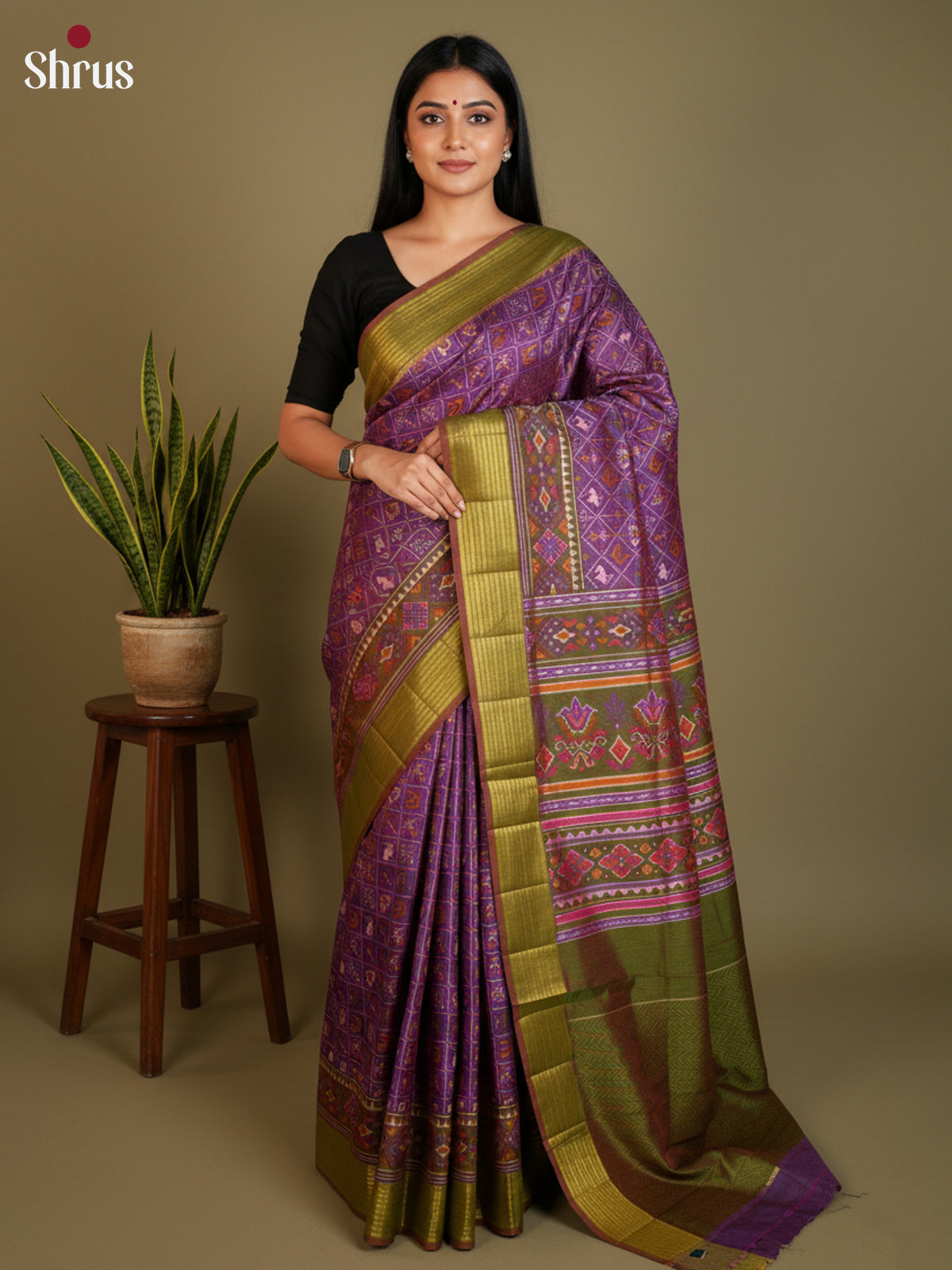 EAS12304 - Semi Patola-Regular Border Saree - Shop on Shrus.com