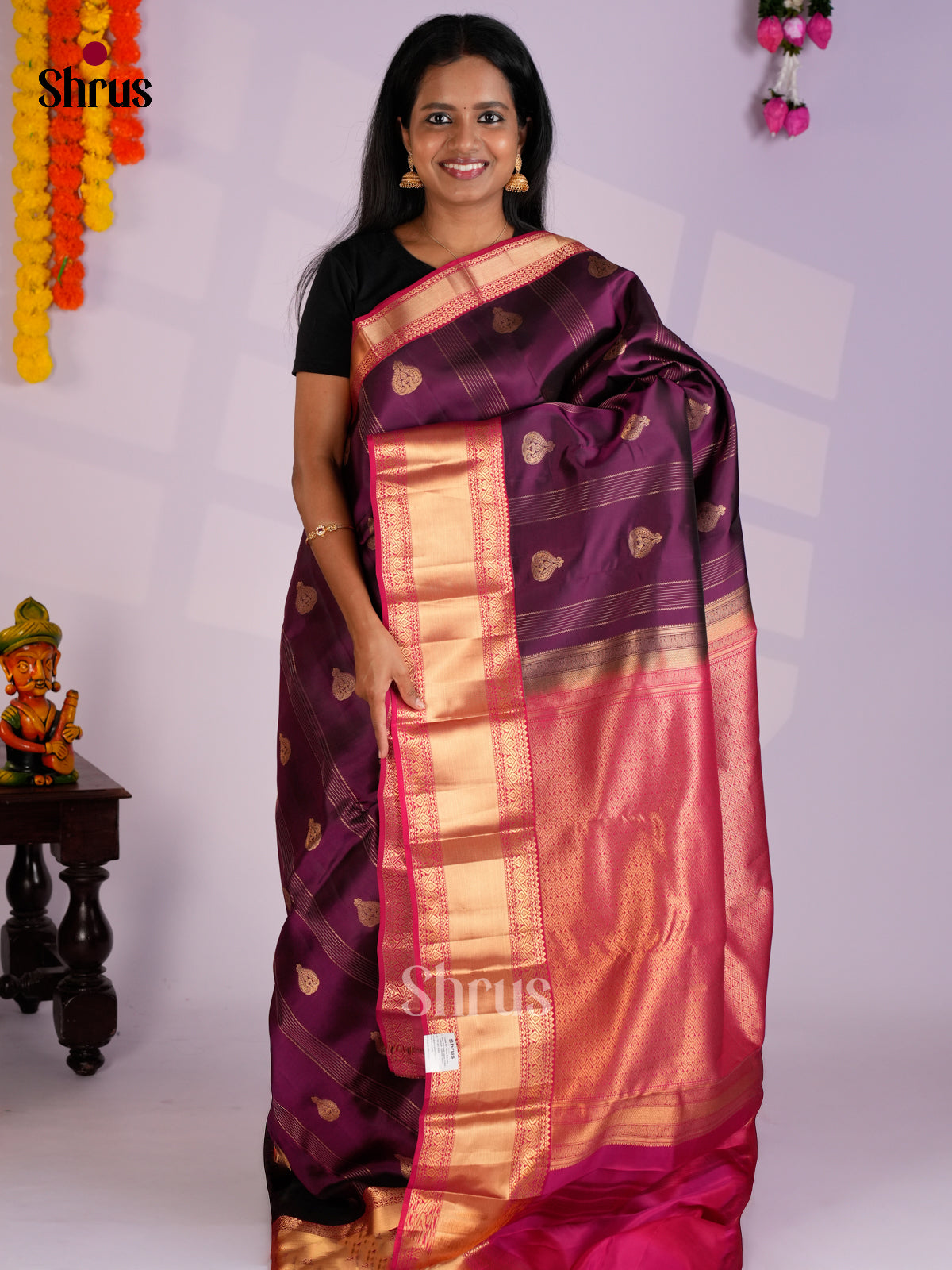 EAS12333 - Kanchipuram-halfpure Saree - Shop on Shrus.com