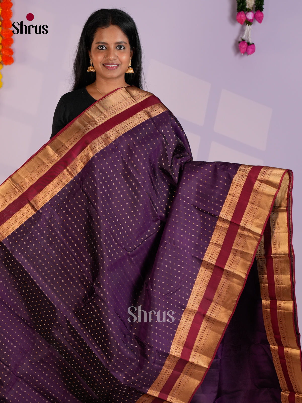EAS12353 - Kanchipuram-halfpure Saree - Shop on Shrus.com