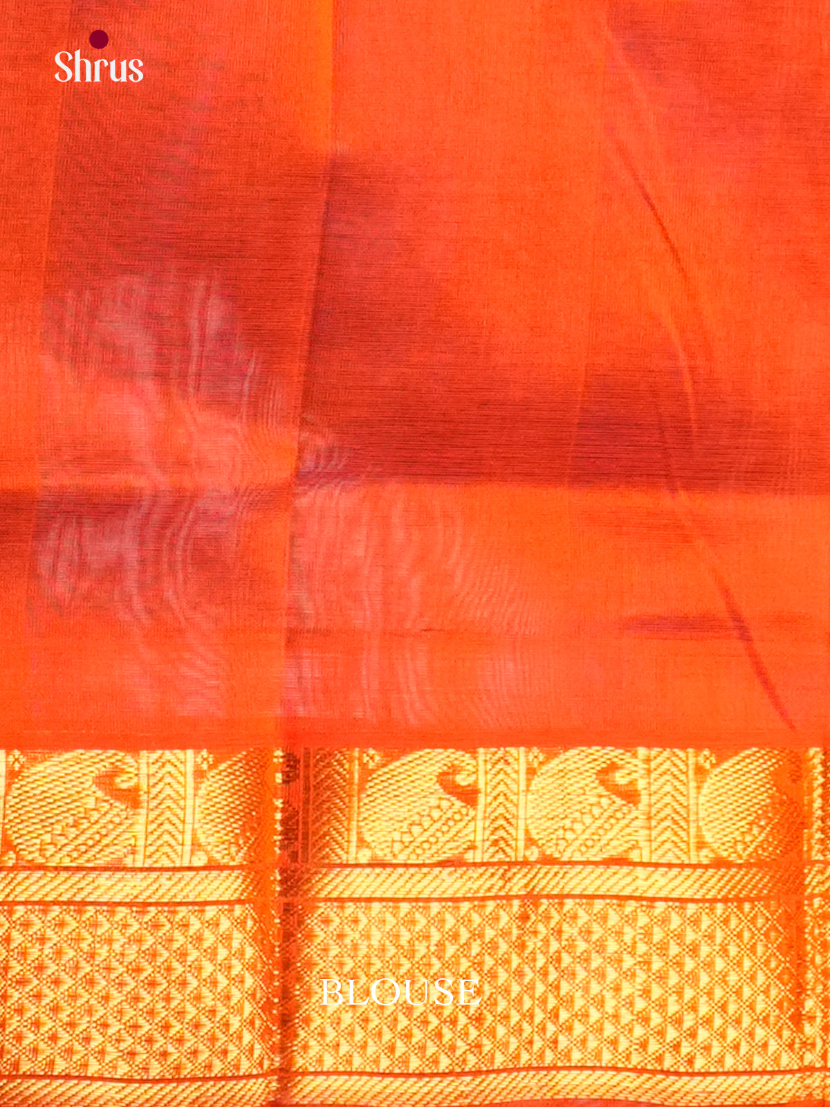 Buy Blue Saree with Plain Body & Orange Zari Woven Border