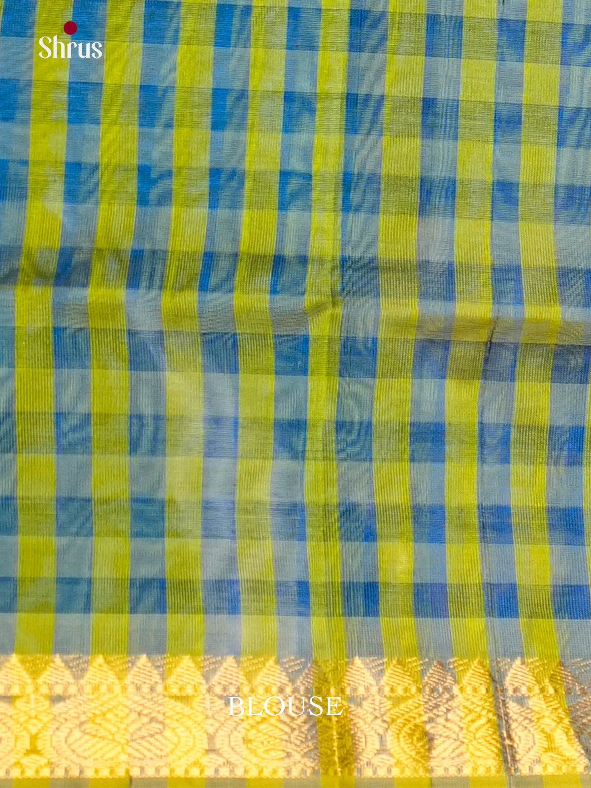 Beautiful Blue & Green Silk Cotton Saree  with checkered pallu -EAS13356