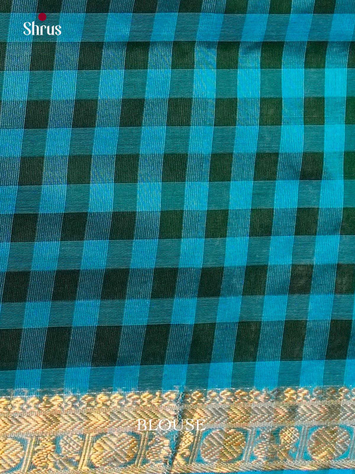 Elegant Green & Blue  Silk Cotton Saree with checkered pallu -EAS13365