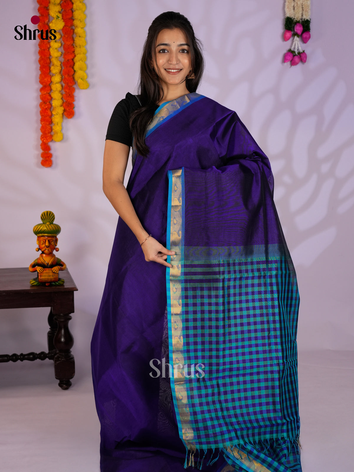 EAS13368 - Silk Cotton Saree - Shop on Shrus.com