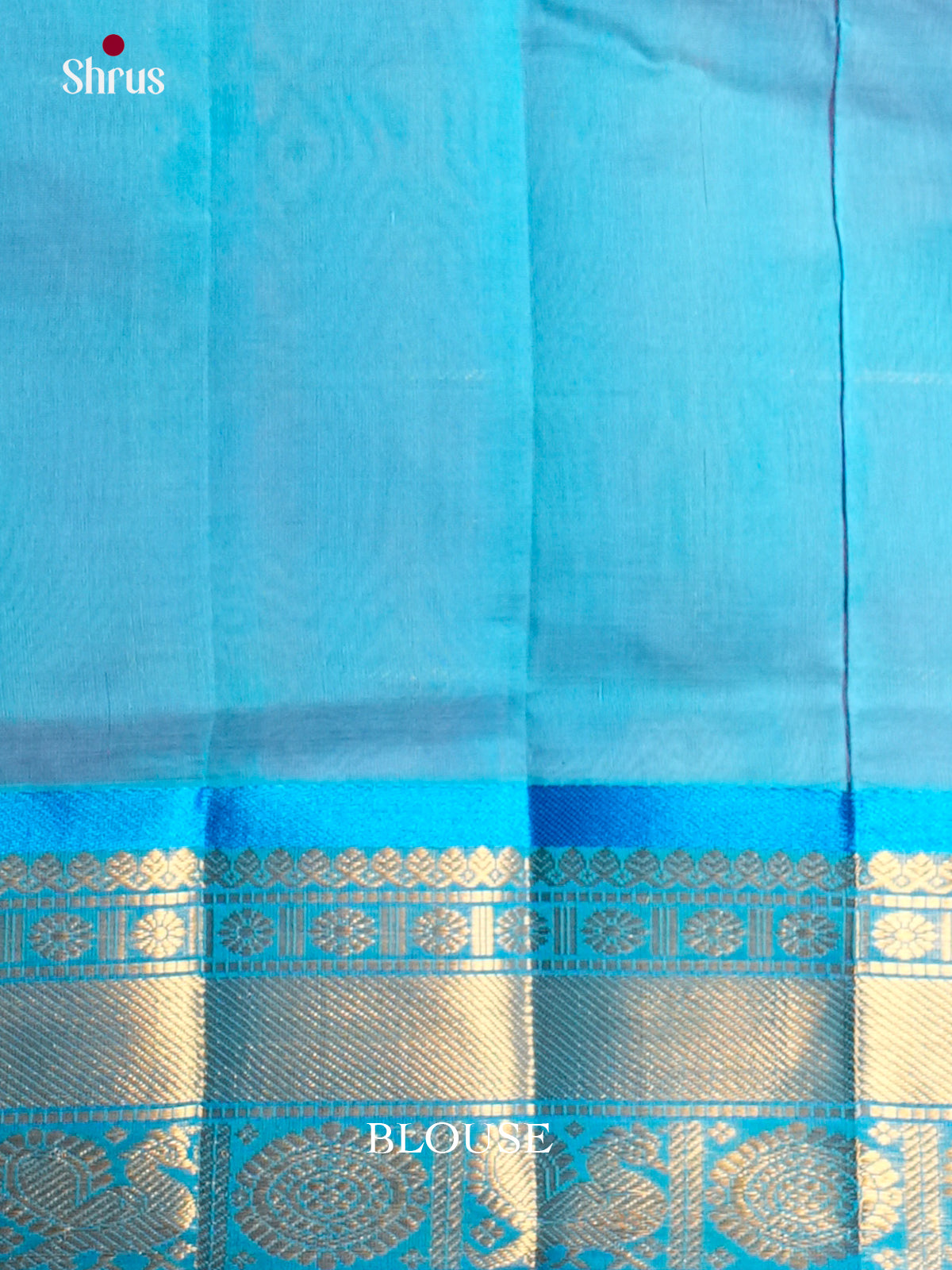 Radiant Orange & Blue Silk Cotton Saree with zari checks & peacock buttas -  EAS13399