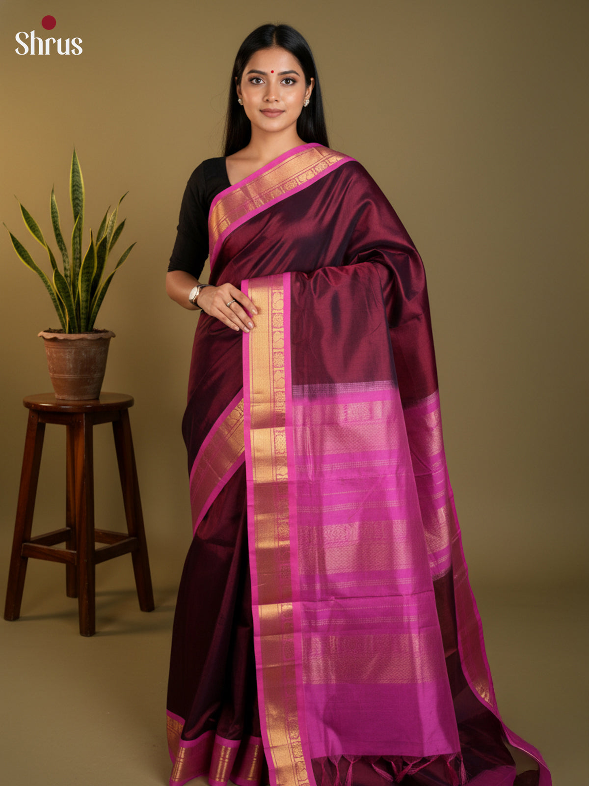 EAS13414 - silkcotton 9yards Saree - Shop on Shrus.com