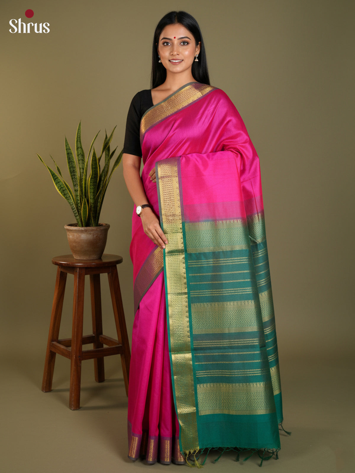 EAS13425 - silkcotton 9yards Saree - Shop on Shrus.com