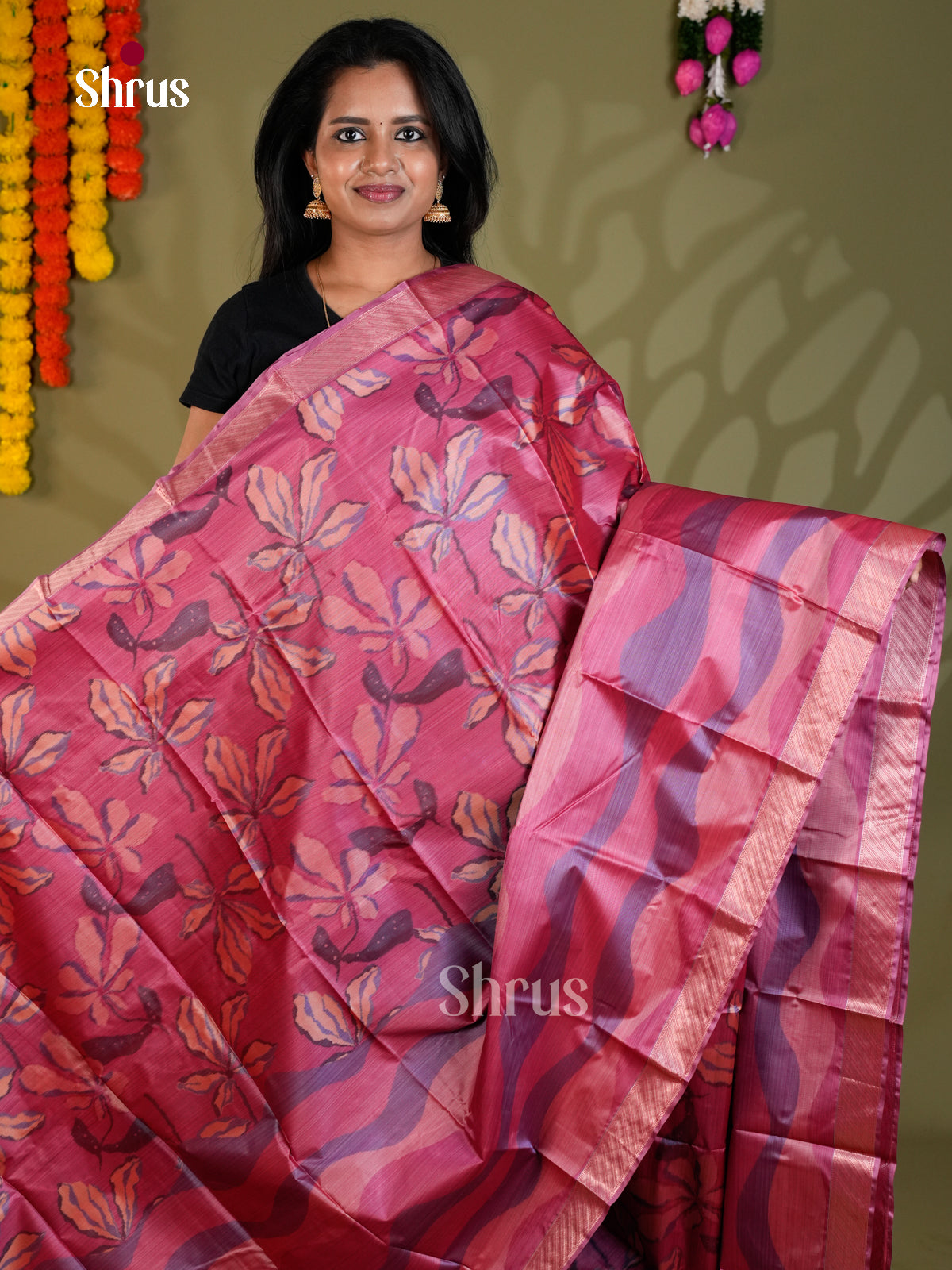Pink - Kanchipuram-halfpure Saree- EAS21176 - Shop on Shrus.com