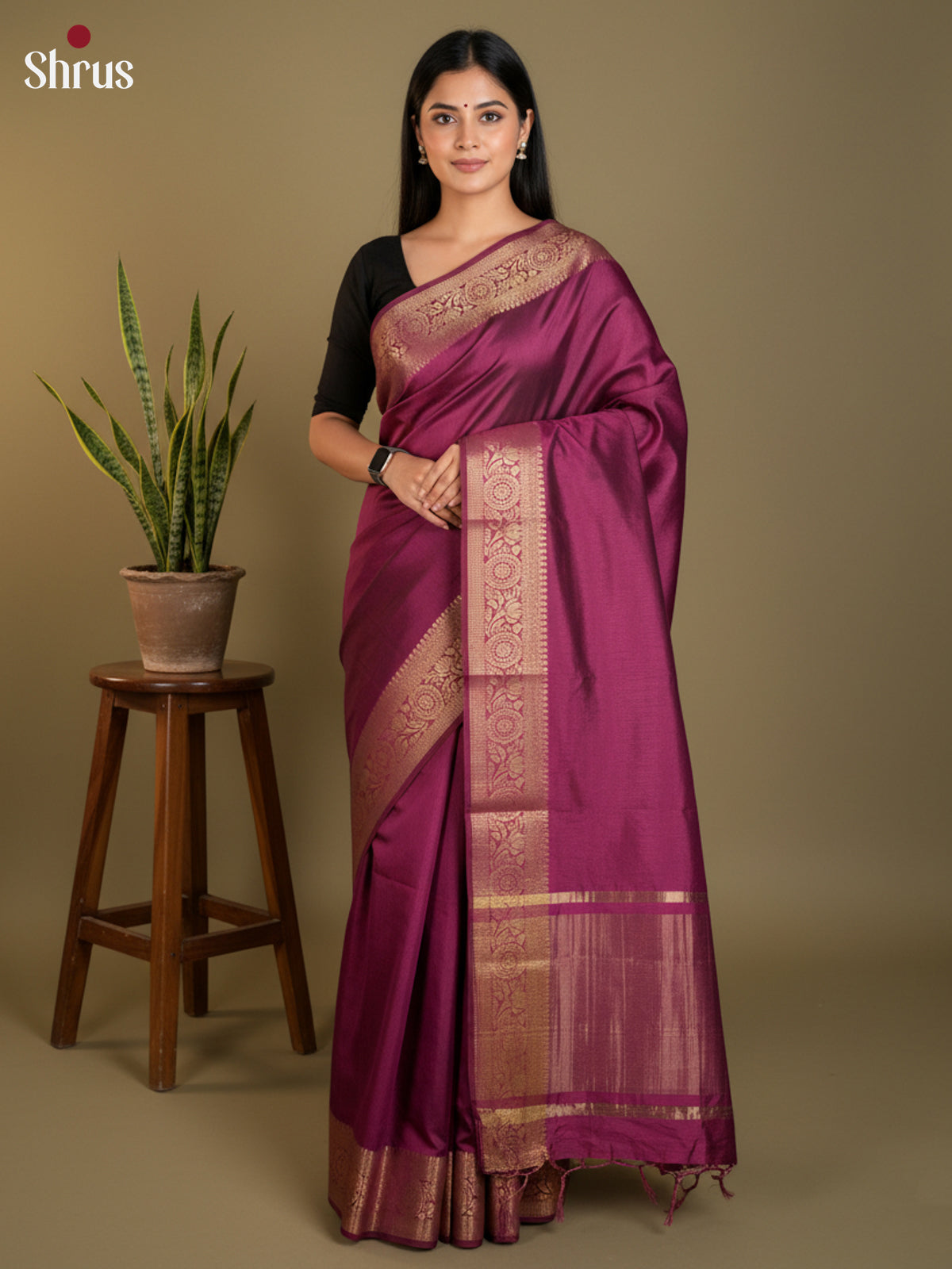 Purple - Semi Rawsilk Saree - EAS21267 - Shop on Shrus.com