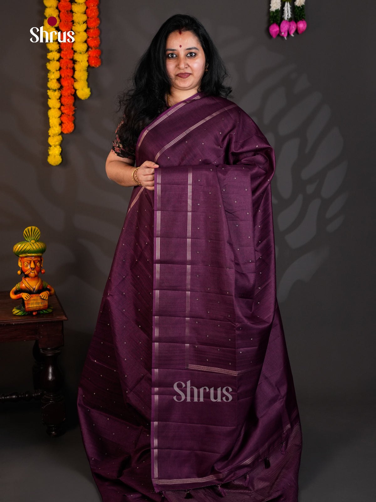 Violet  - Semi Rawsilk - Saree- EAS22002 - Shop on Shrus.com