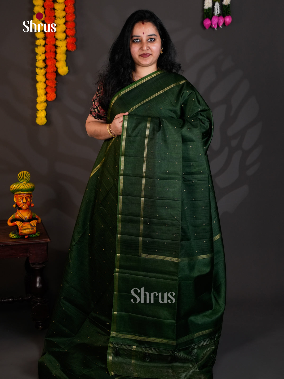 Green - Semi Rawsilk - Saree - EAS22005 - Shop on Shrus.com