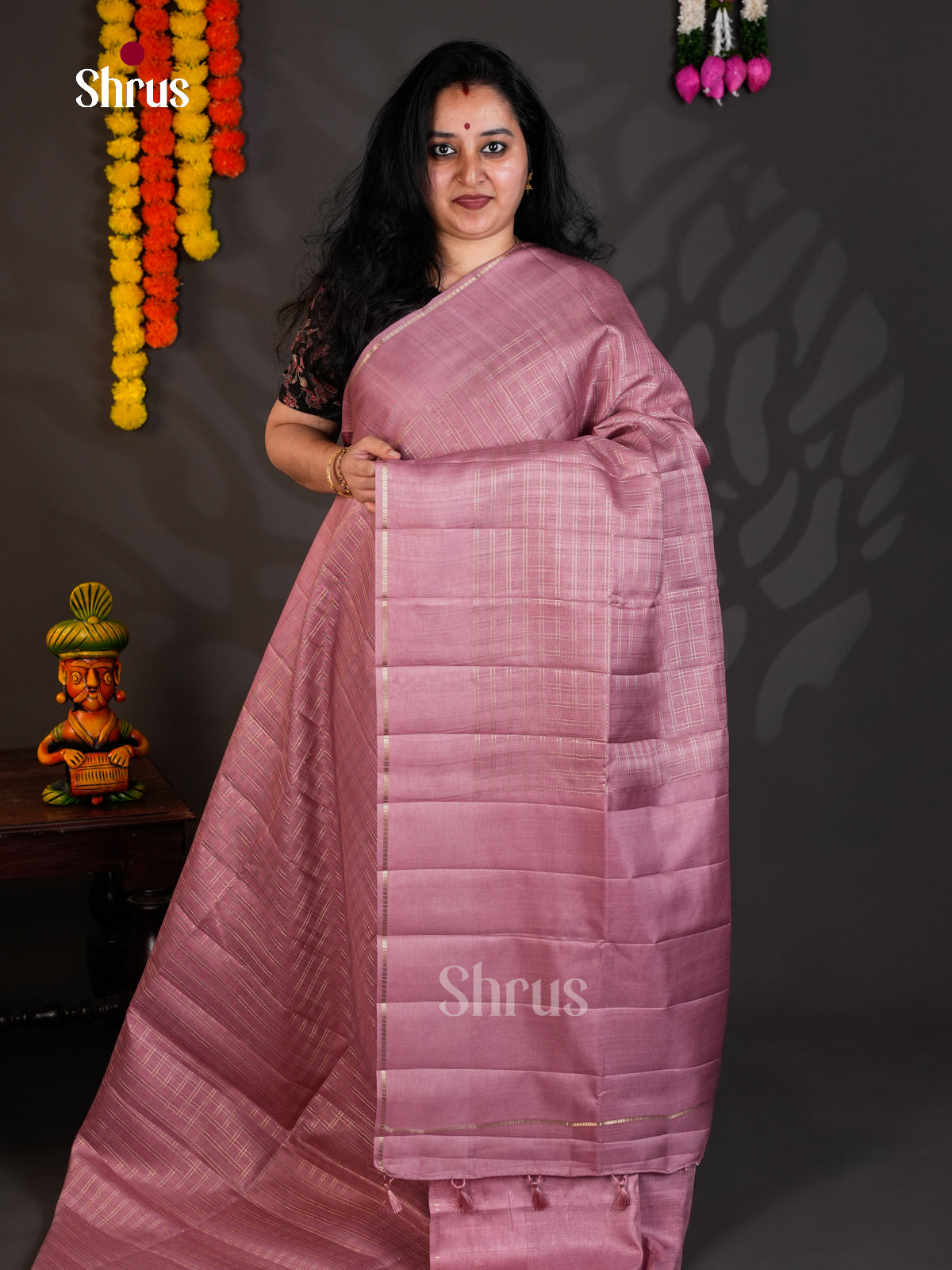 Onion Pink  - Semi Rawsilk - Saree-EAS22013 - Shop on Shrus.com