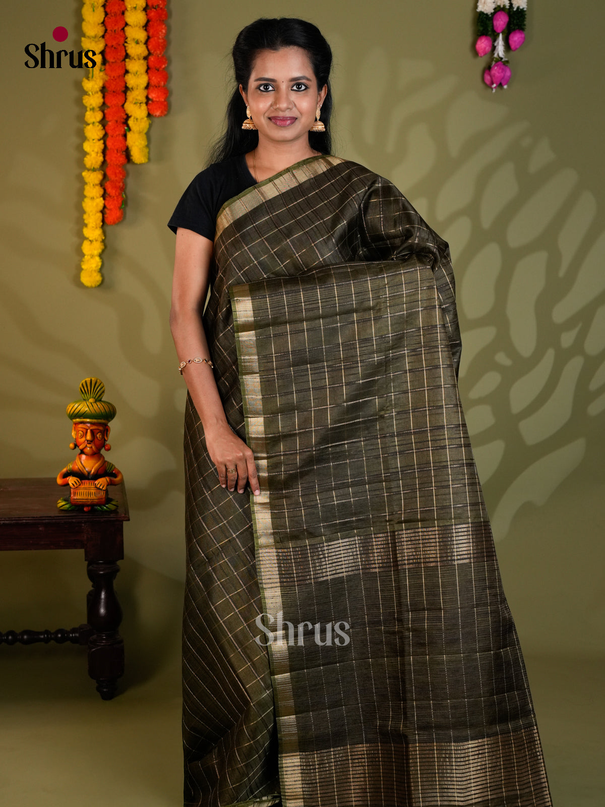 Green - Semi Rawsilk - Saree-EAS22024 - Shop on Shrus.com