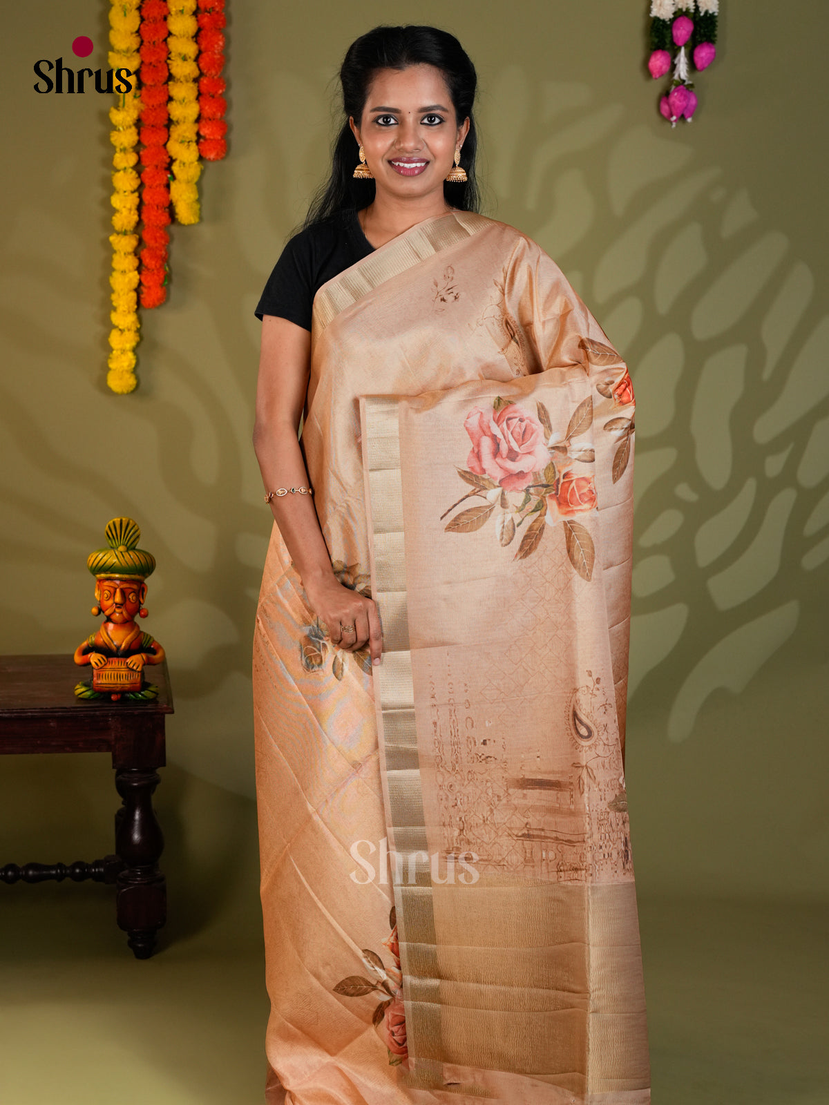 Dusty Brown - Semi Rawsilk - Saree- EAS22047 - Shop on Shrus.com
