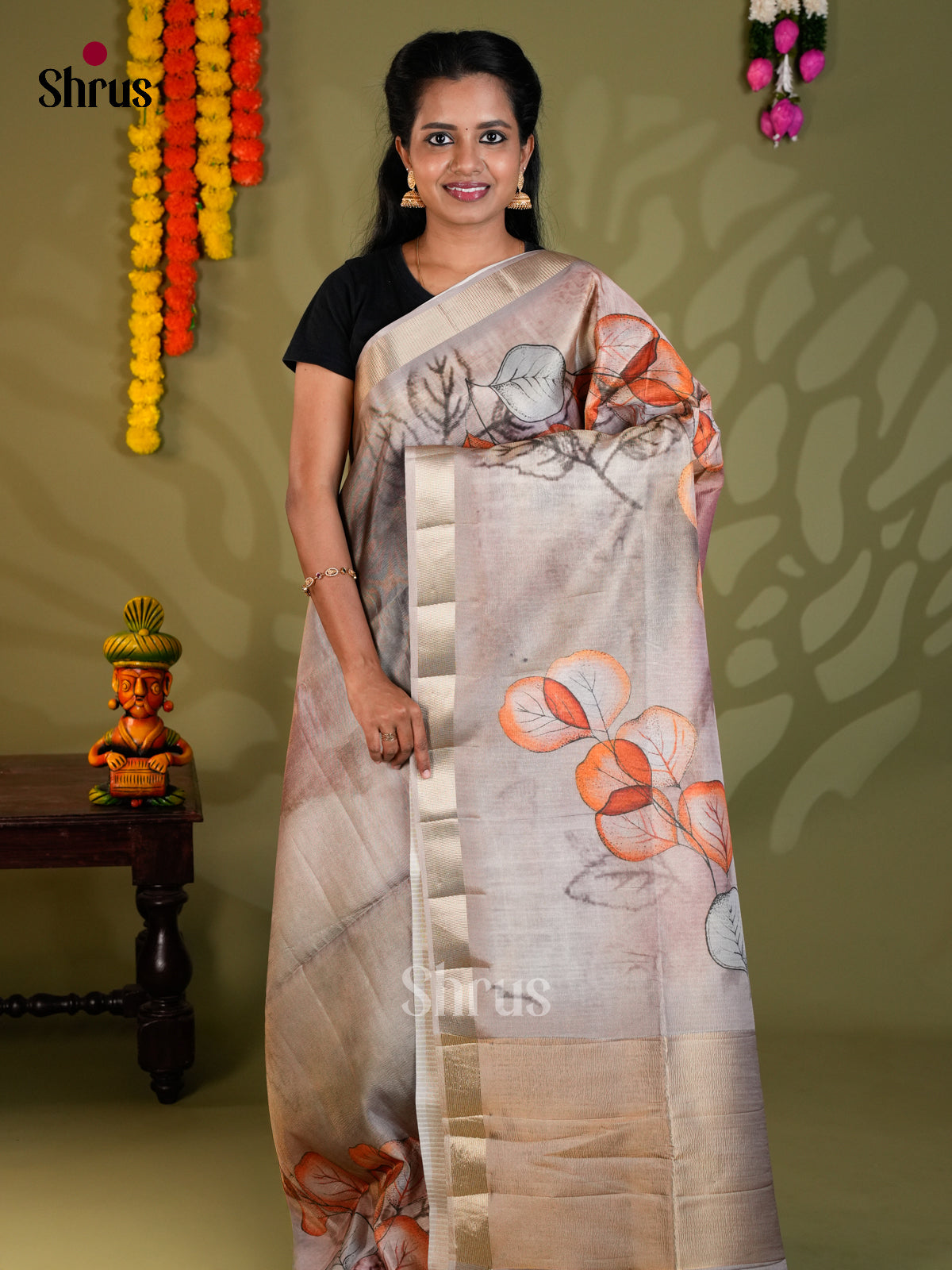 Grey - Semi Rawsilk - Saree -EAS22048 - Shop on Shrus.com