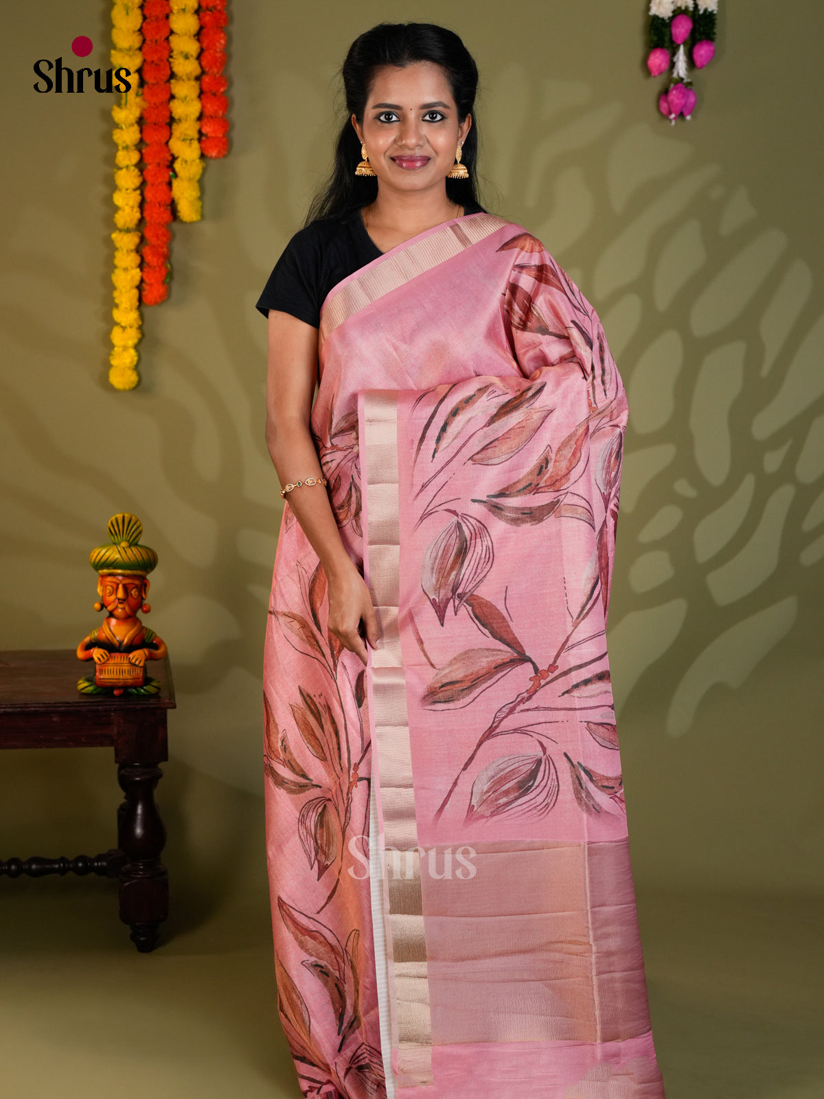 Pink - Semi Rawsilk - Saree -EAS22050 - Shop on Shrus.com