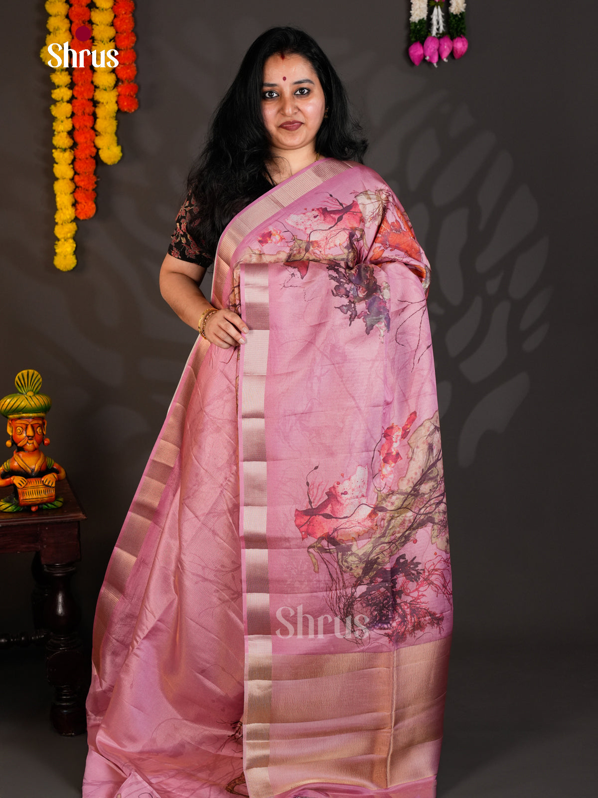 Pink- Semi Rawsilk - Saree - EAS22051 - Shop on Shrus.com
