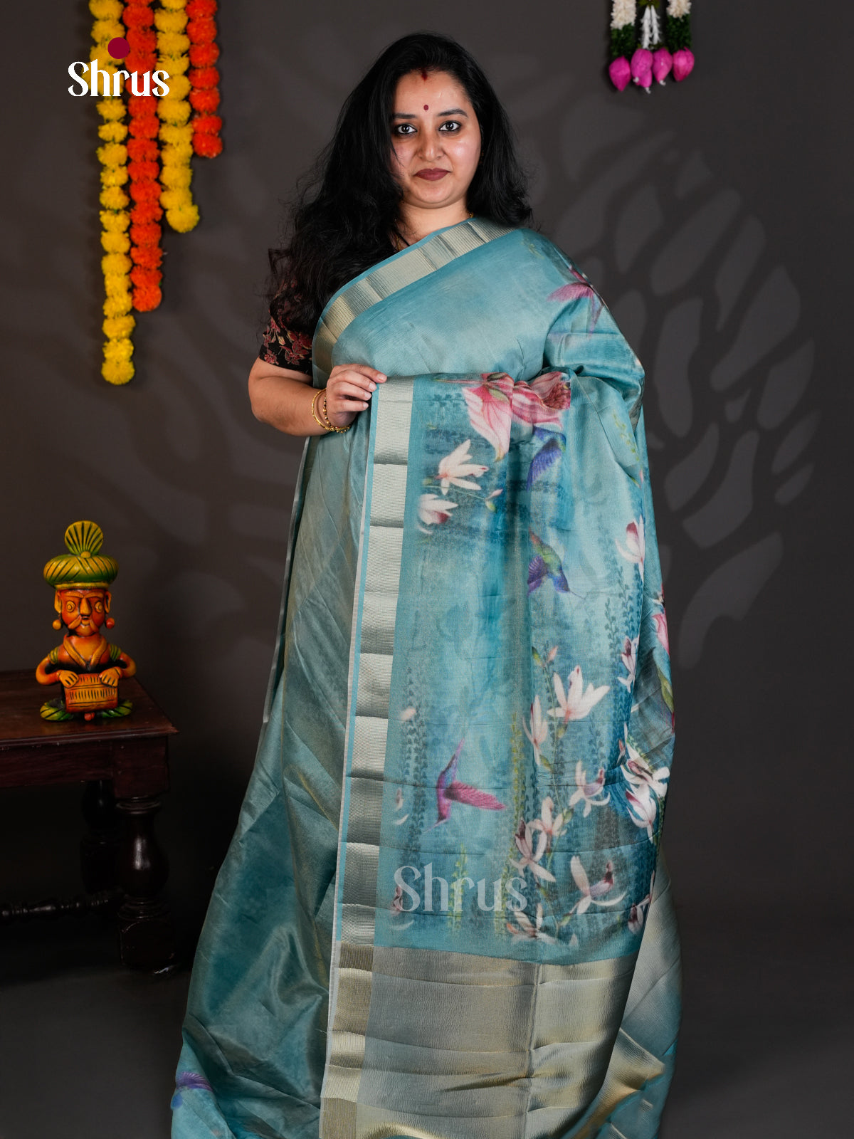 Blue  - Semi Rawsilk - Saree- EAS22053