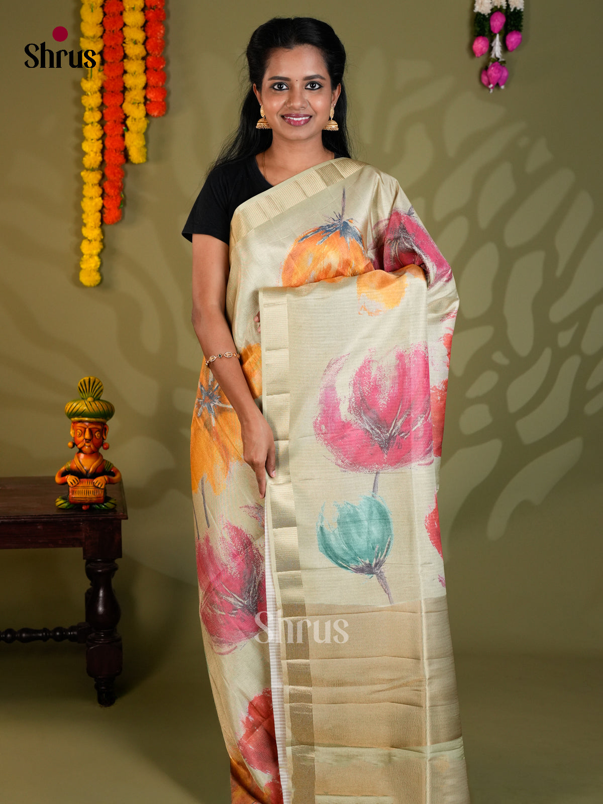 Grey  - Semi Rawsilk - Saree-EAS22068 - Shop on Shrus.com