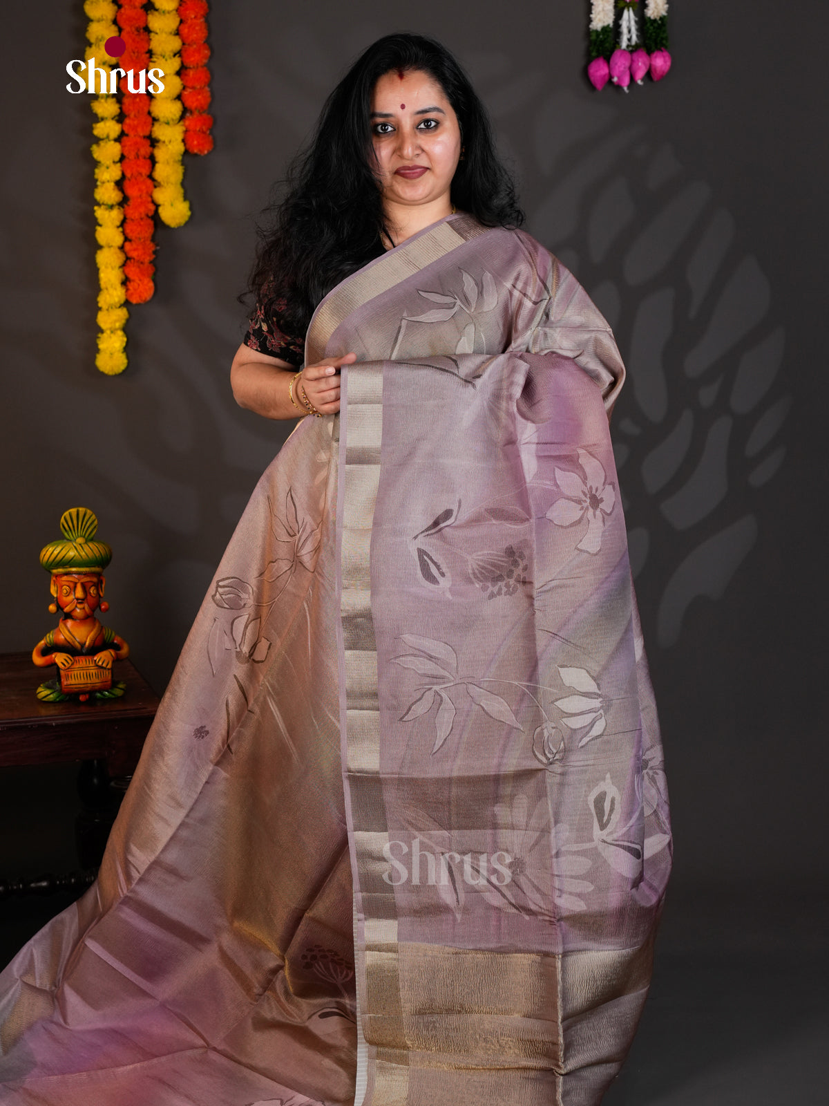 Lavender  - Semi Rawsilk - Saree-EAS22071 - Shop on Shrus.com