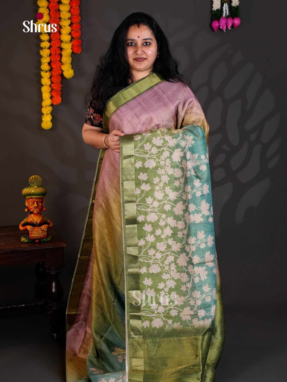 Purple & green- Semi Rawsilk - Saree -EAS22077 - Shop on Shrus.com