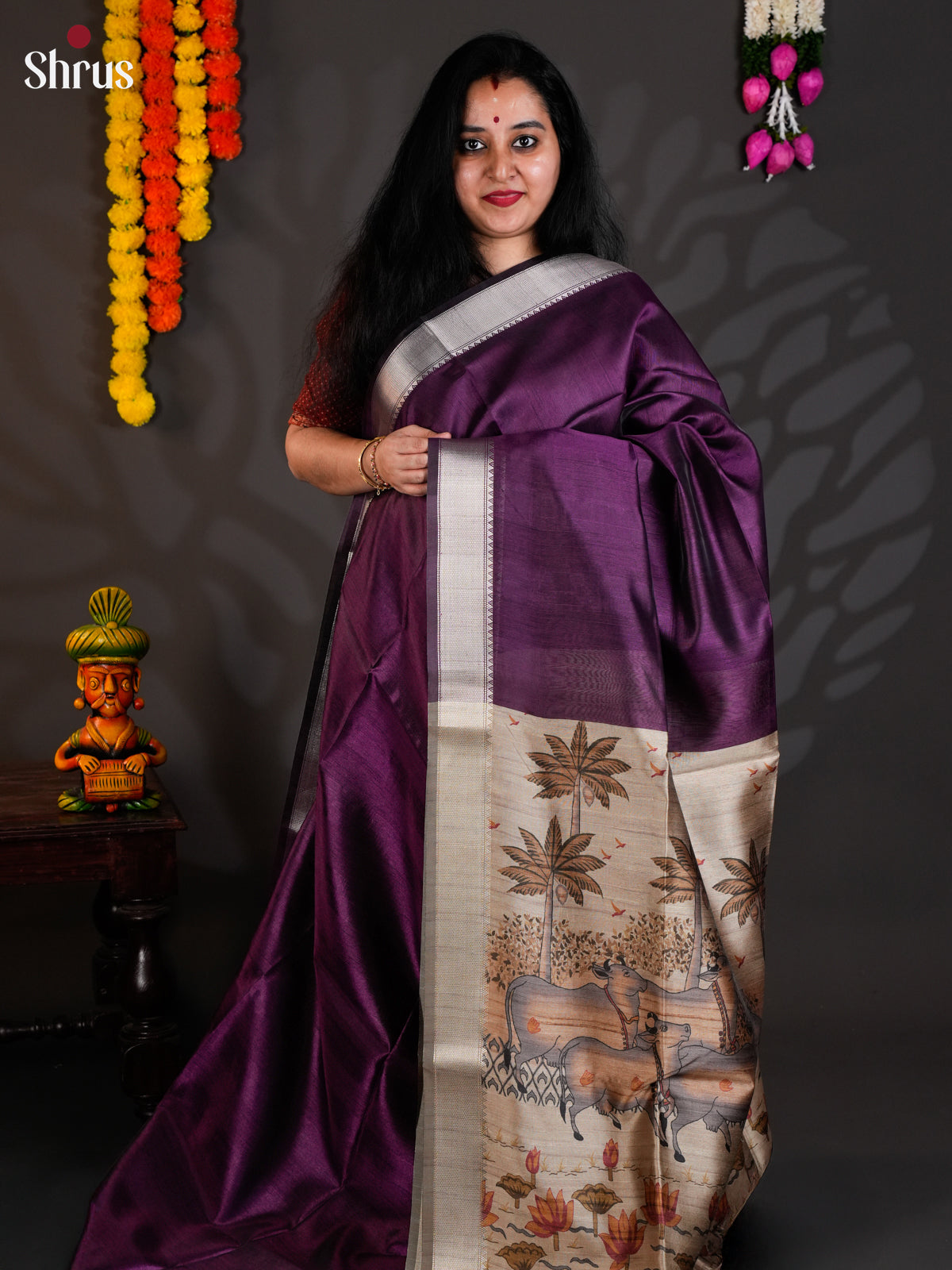 Violet - Semi Rawsilk - Saree - EAS23005 - Shop on Shrus.com