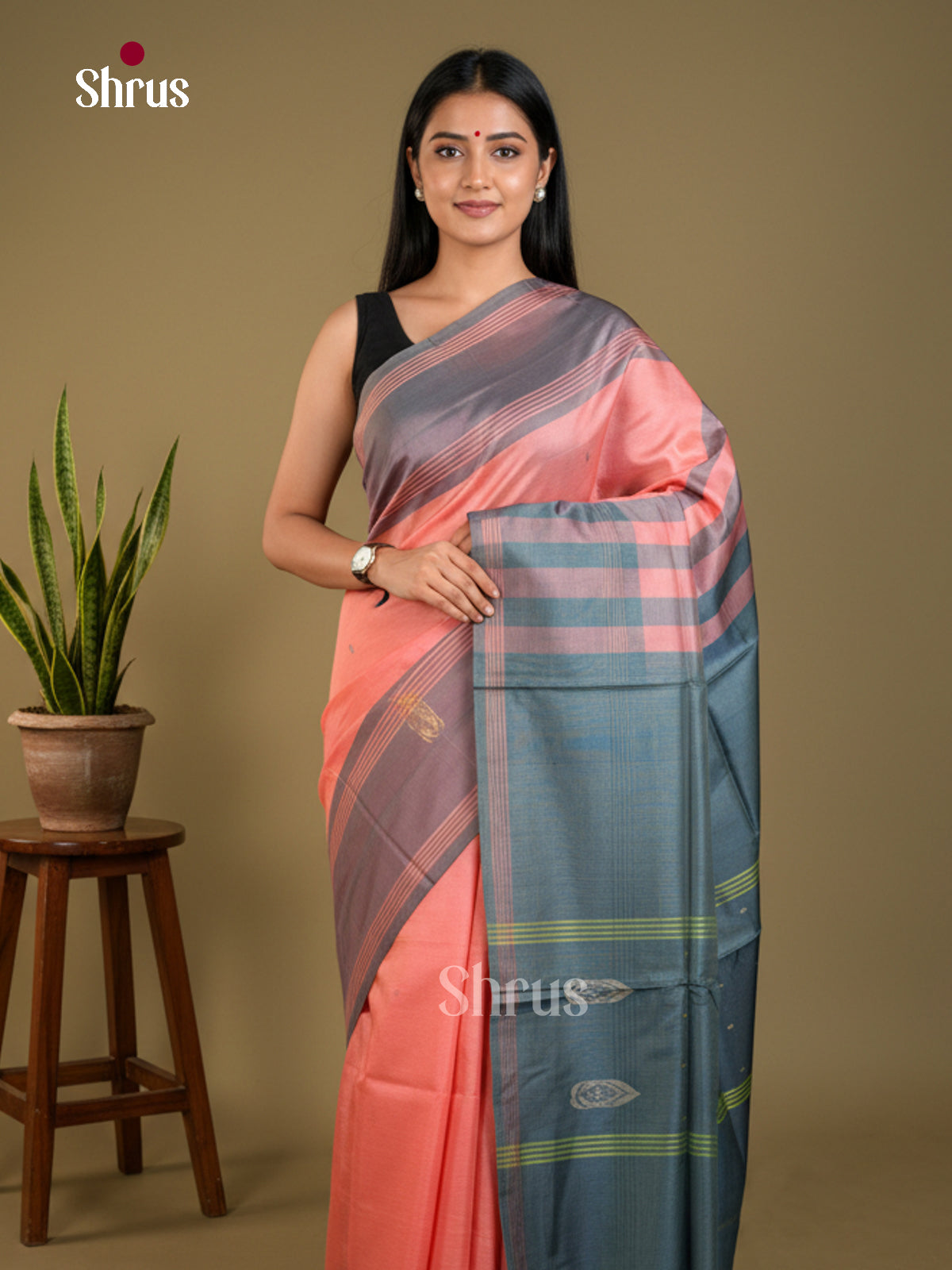 EAS23111 - Banana Pith without blouse - Saree - Shop on Shrus.com