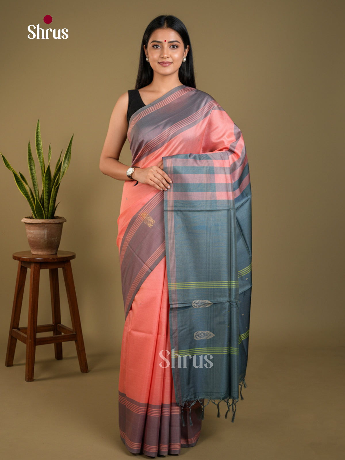 EAS23111 - Banana Pith without blouse - Saree - Shop on Shrus.com
