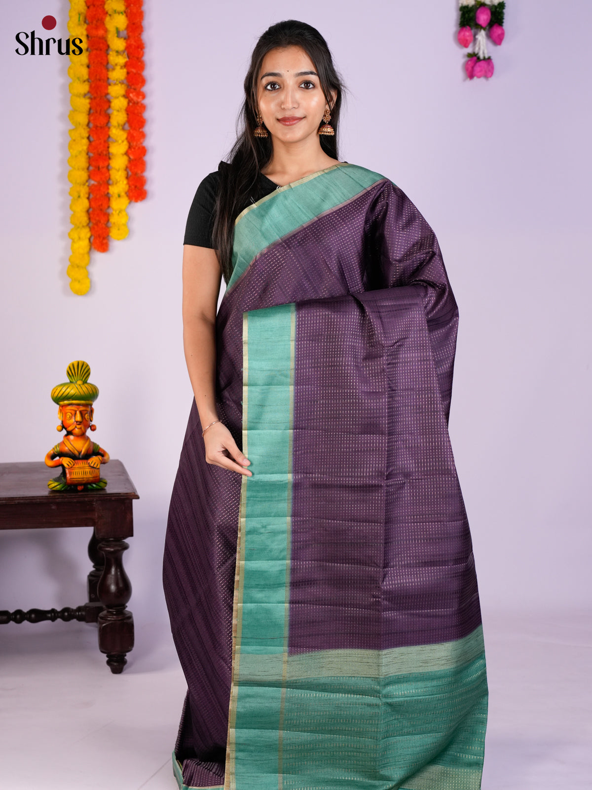 EAS27019 - Semi Rawsilk Saree - Shop on Shrus.com
