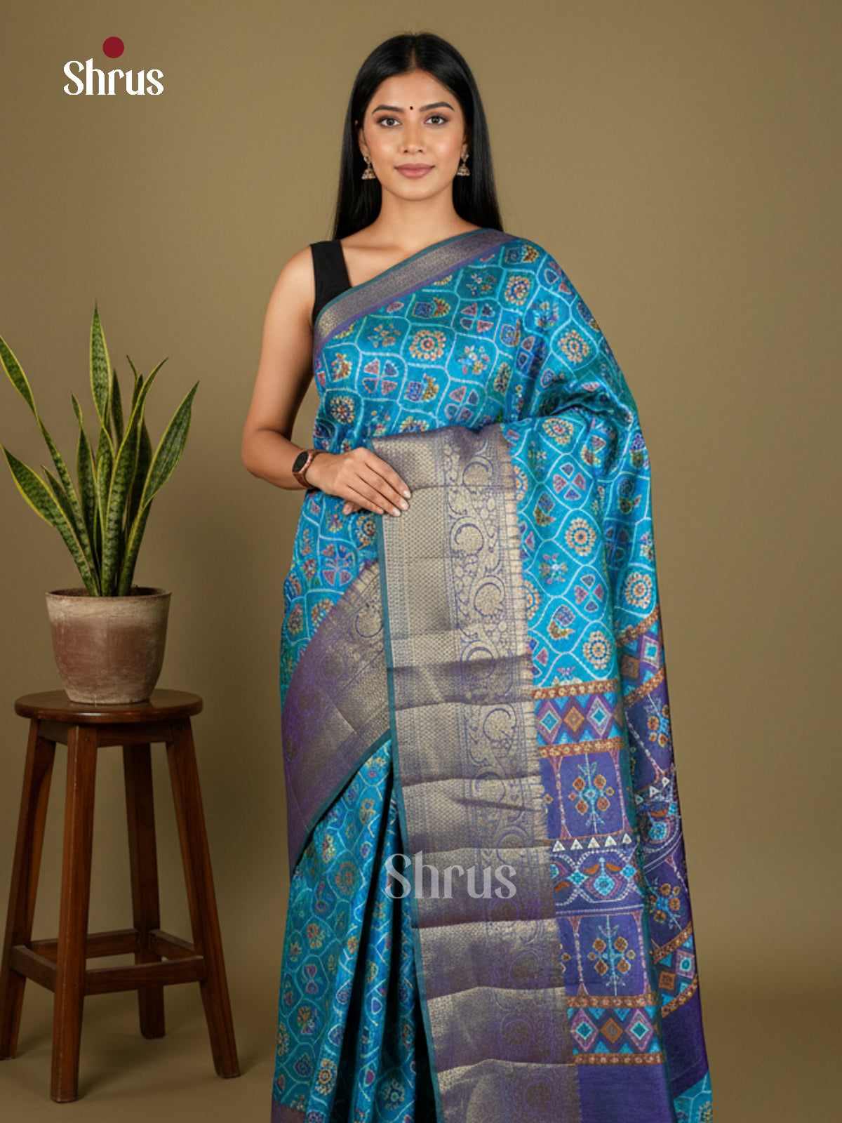 EAS27024 - Semi Patola-Kanchi Border Saree - Shop on Shrus.com