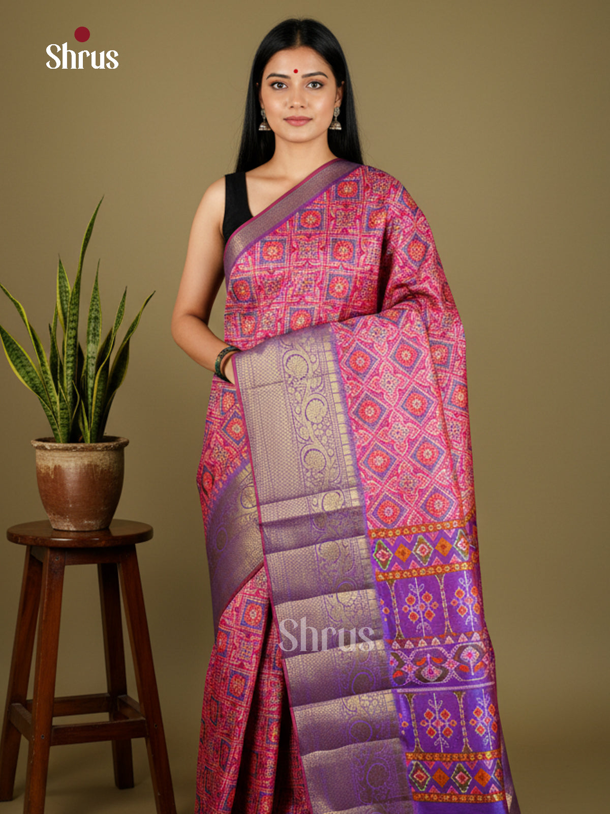 EAS27041 - Semi Patola-Kanchi Border Saree - Shop on Shrus.com