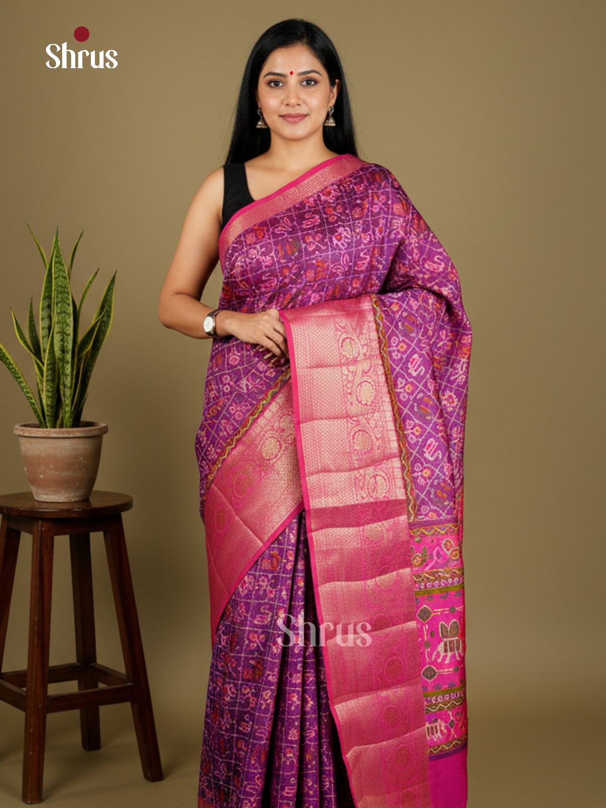 EAS27046 - Semi Patola-Kanchi Border Saree - Shop on Shrus.com