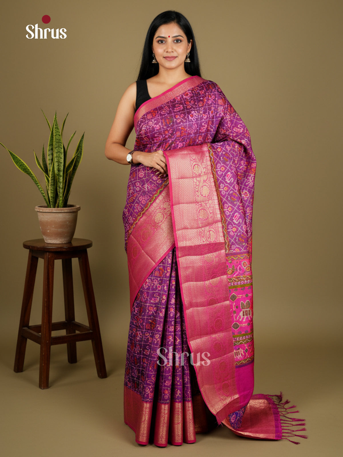 EAS27046 - Semi Patola-Kanchi Border Saree - Shop on Shrus.com