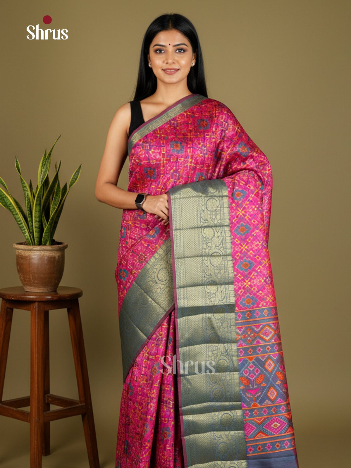 EAS27050 - Semi Patola-Kanchi Border Saree - Shop on Shrus.com