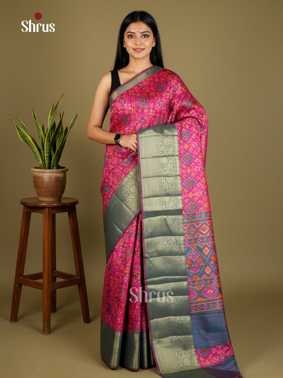 EAS27050 - Semi Patola-Kanchi Border Saree - Shop on Shrus.com