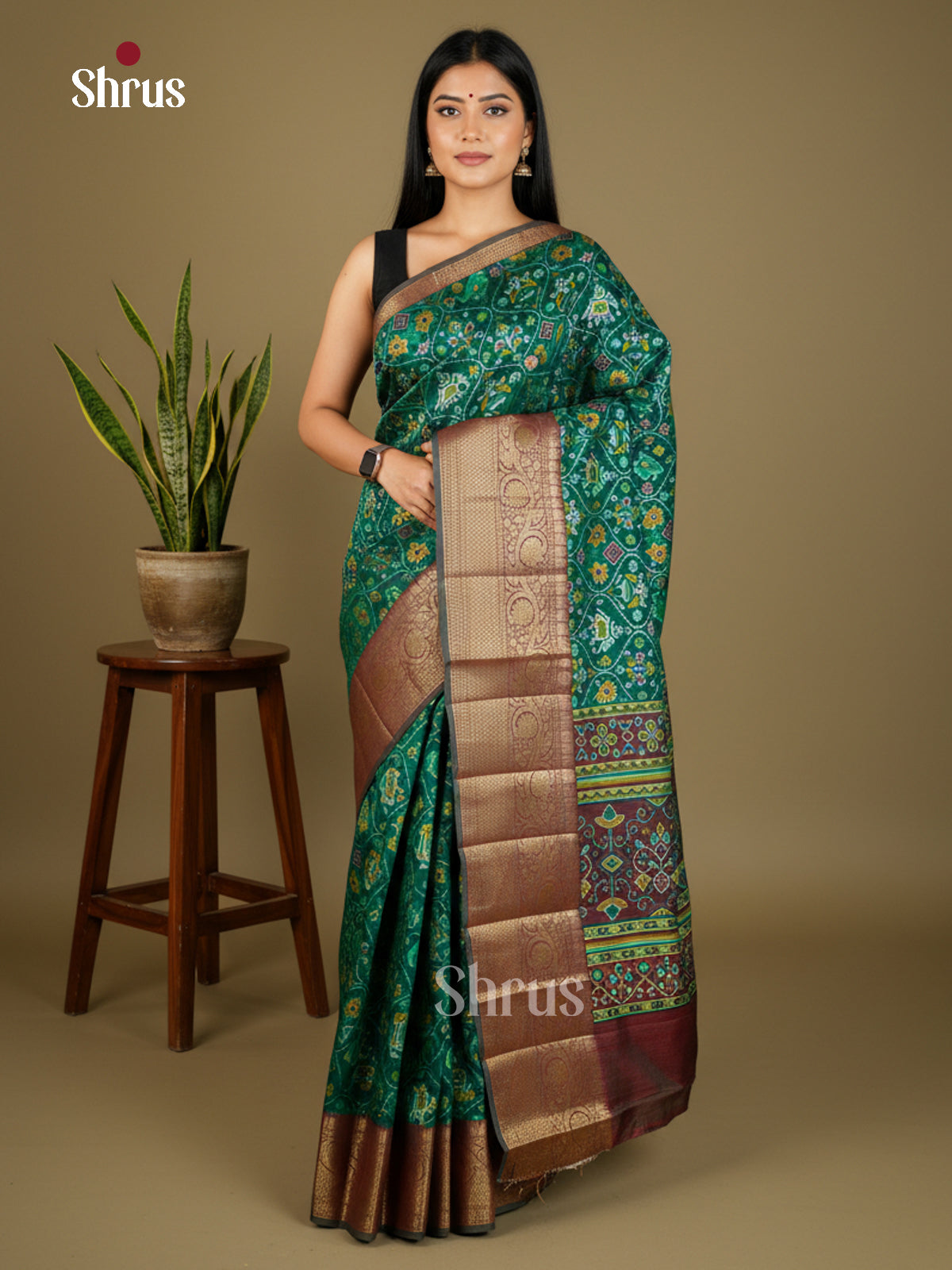 EAS27052 - Semi Patola-Kanchi Border Saree - Shop on Shrus.com