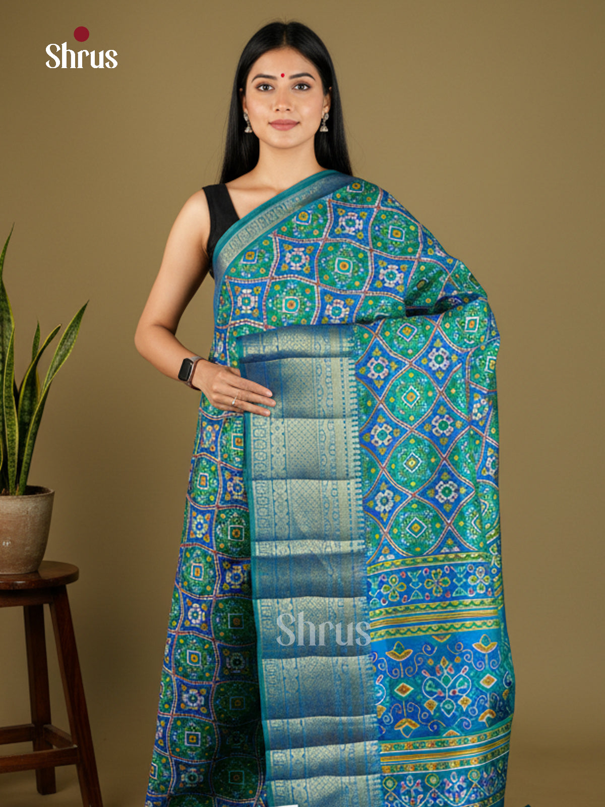 EAS27055 - Semi Patola-Kanchi Border Saree - Shop on Shrus.com