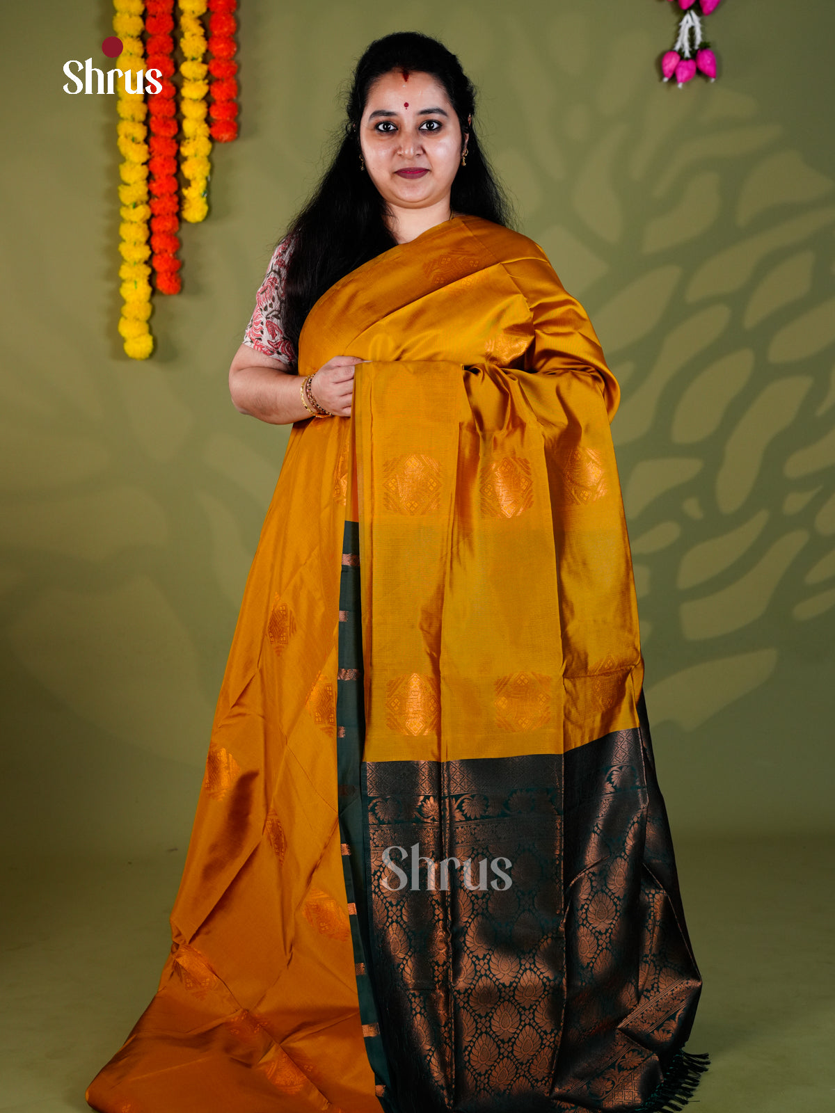 Mustardy Green & Green  - Semi Softsilk - Saree - EAS27329 - Shop on Shrus.com