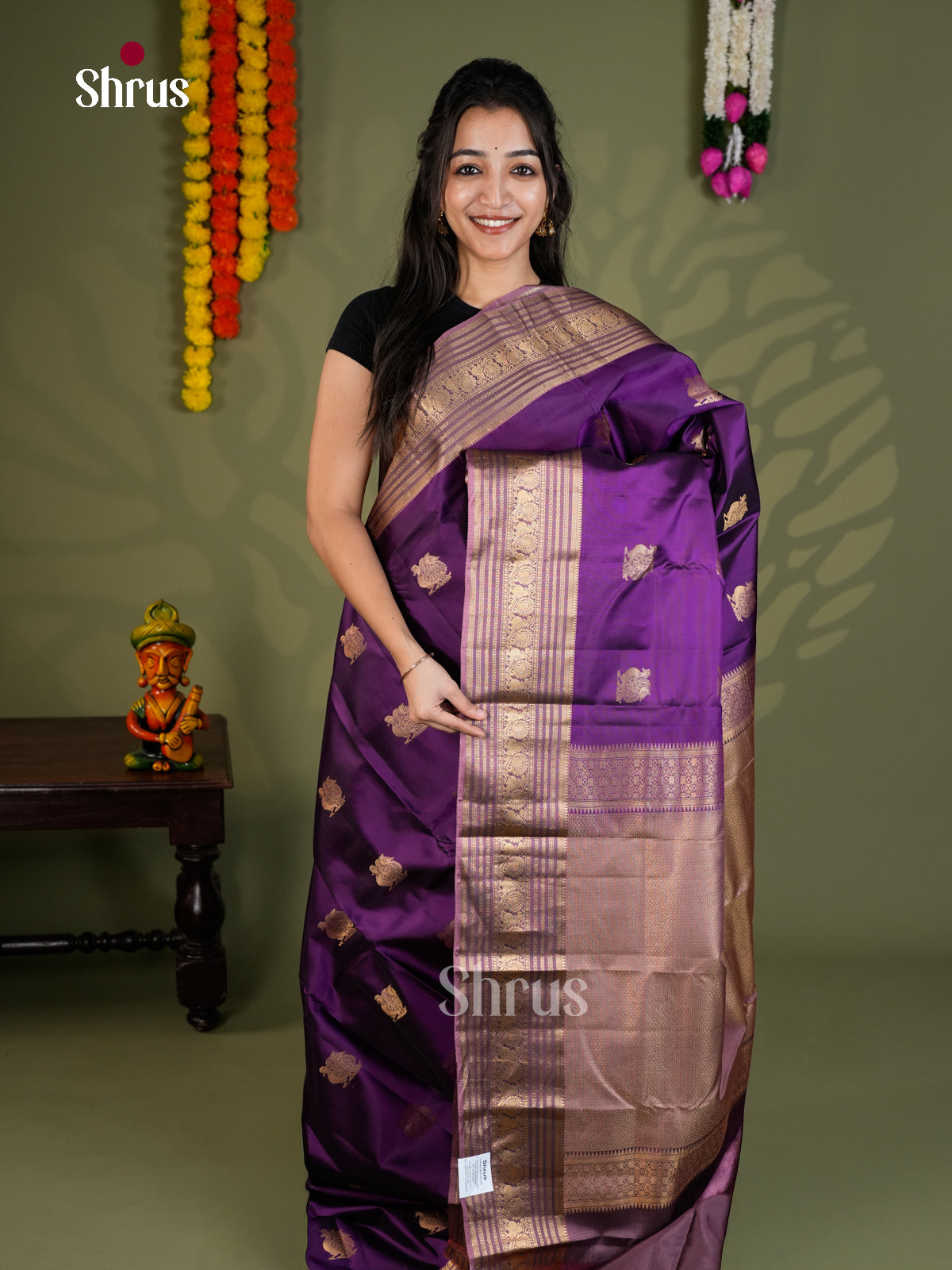 Purple & Lavender  - Kanchipuram-halfpure - Saree- EAS28001 - Shop on Shrus.com