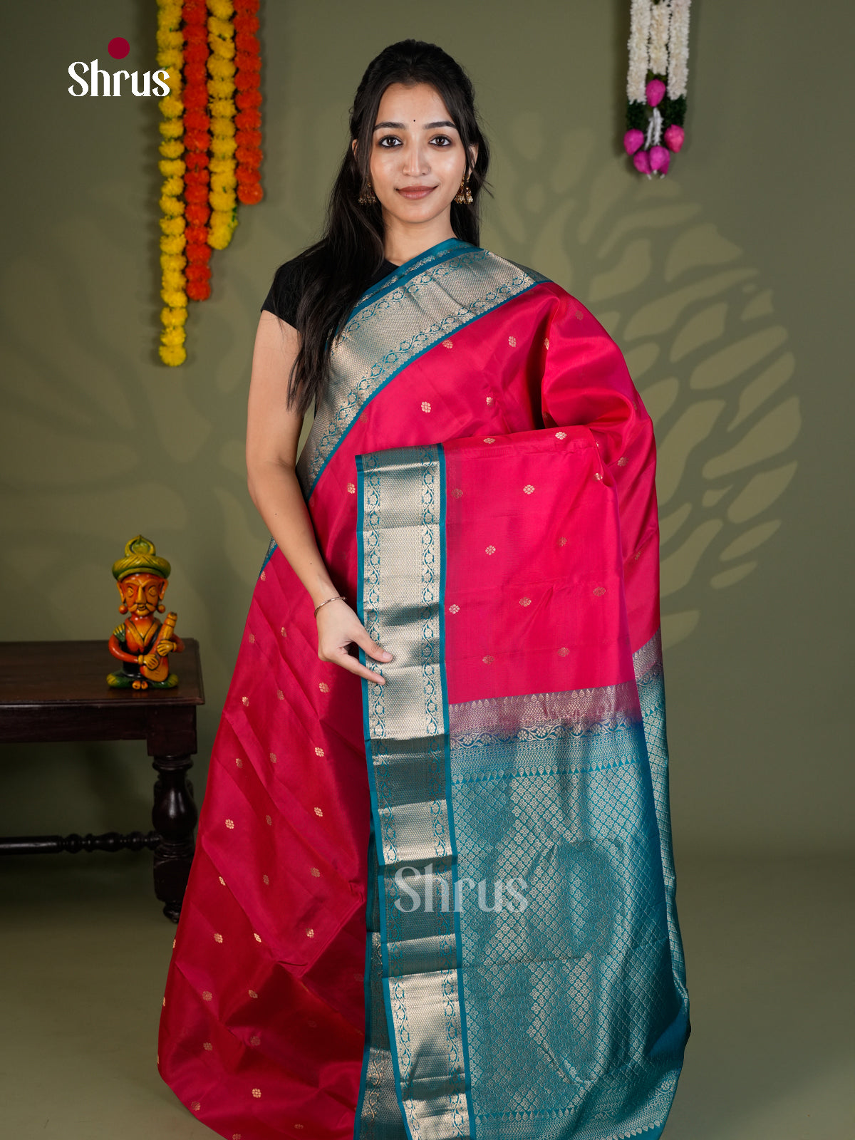 EAS28117 - Kanchipuram-halfpure - Saree