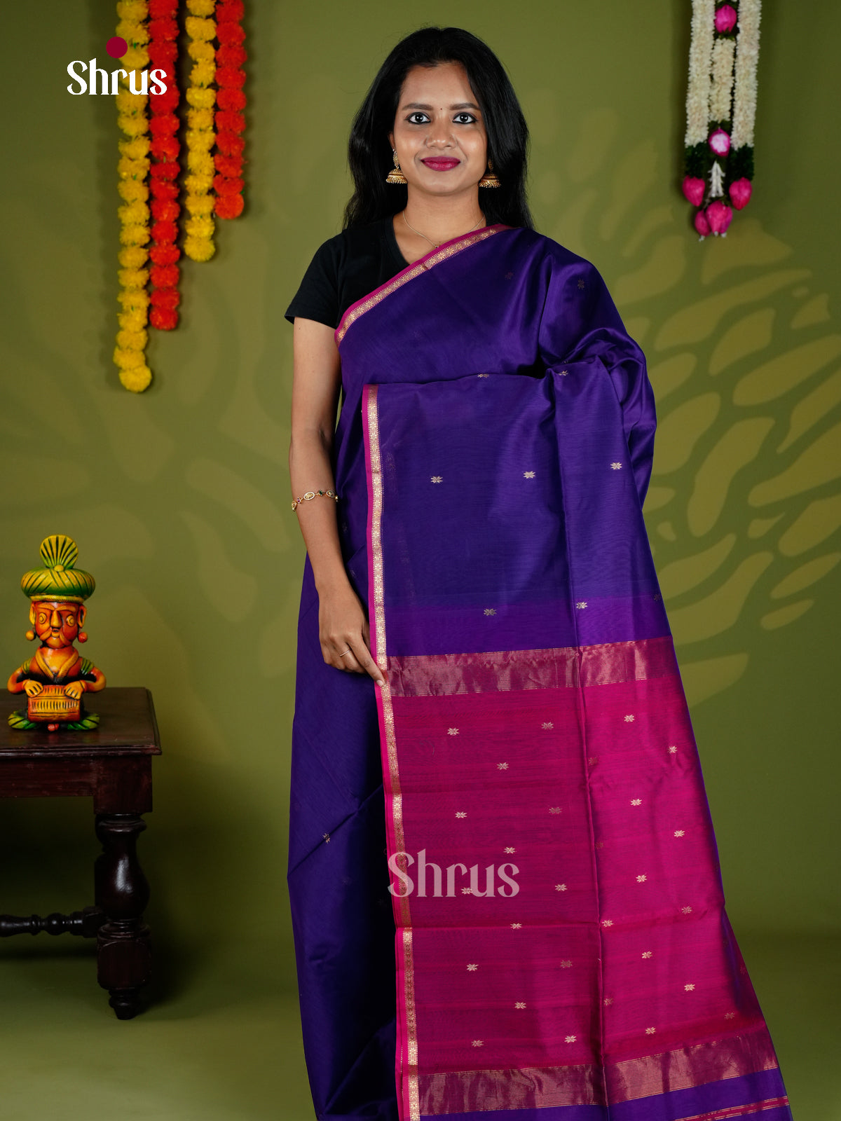 EAS30041 - Maheshwari silkcotton - Saree - Shop on Shrus.com