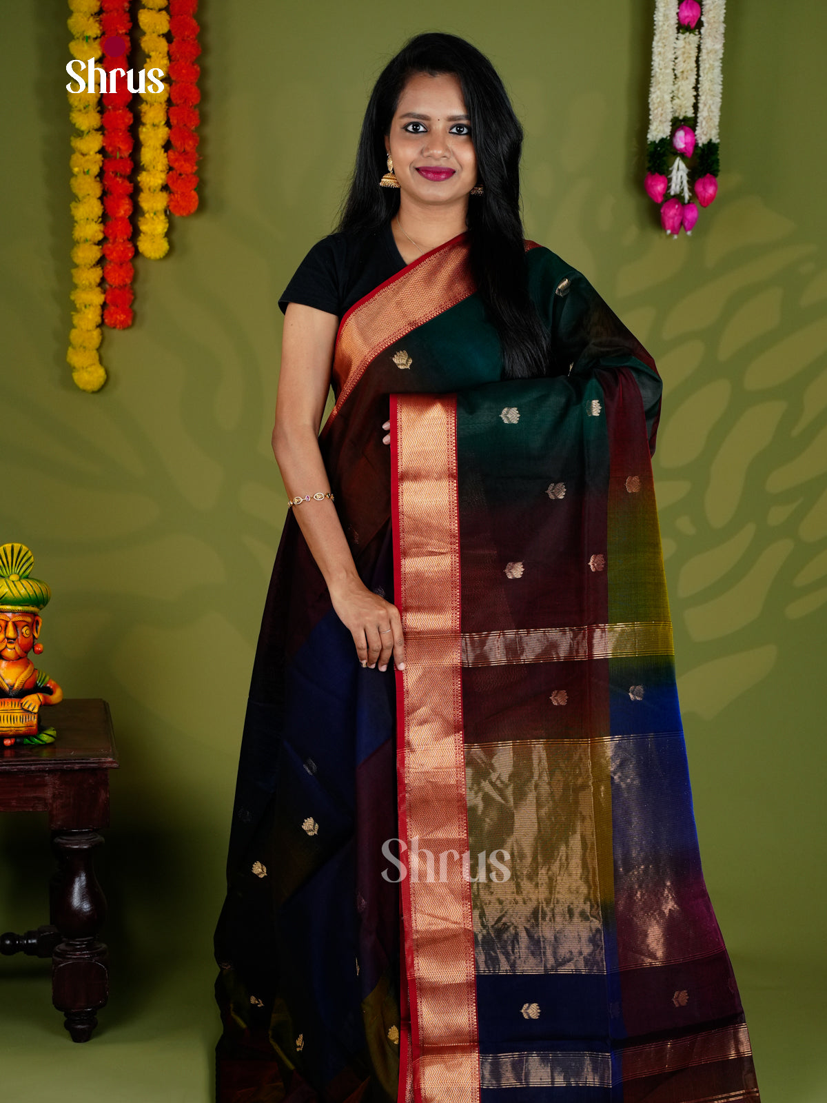 EAS30066 - Maheshwari silkcotton - Saree - Shop on Shrus.com