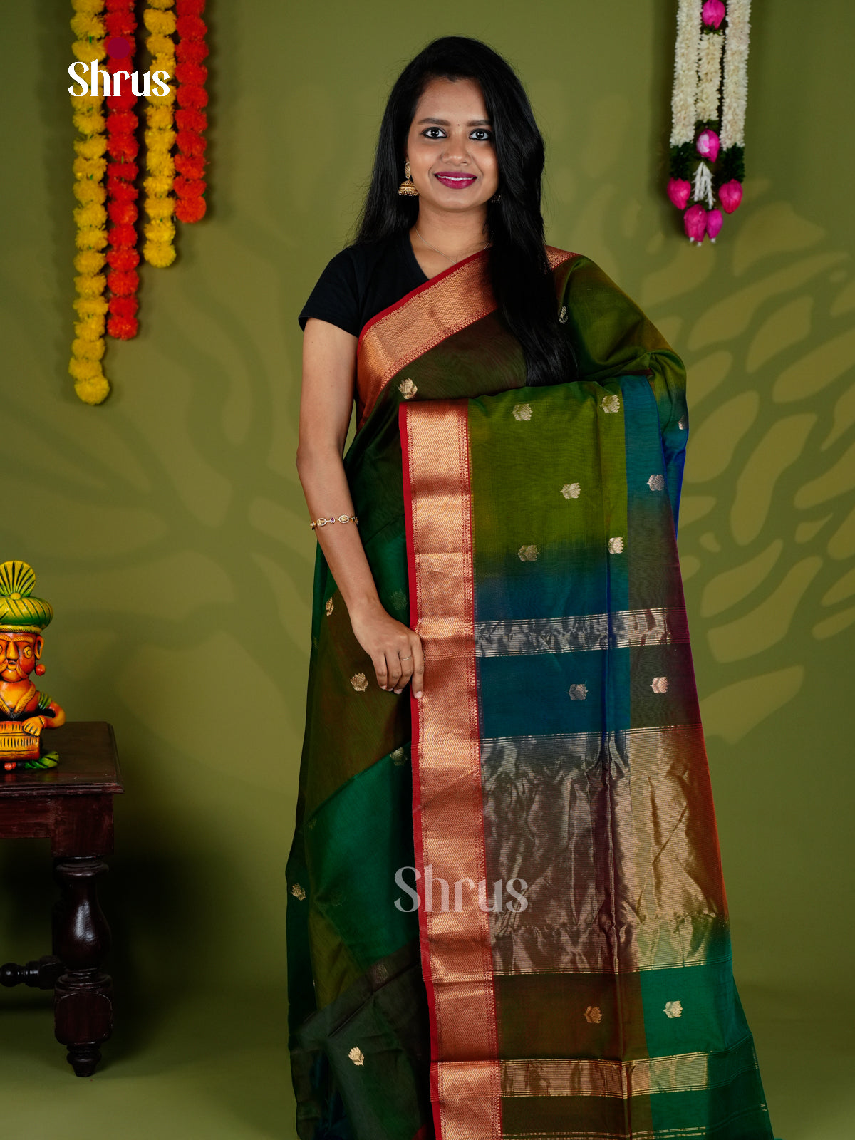 EAS30071 - Maheshwari silkcotton - Saree - Shop on Shrus.com
