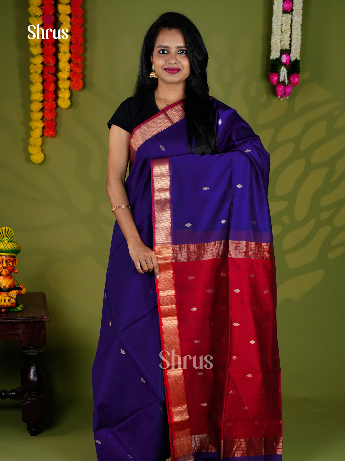 EAS30077 - Maheshwari silkcotton - Saree - Shop on Shrus.com