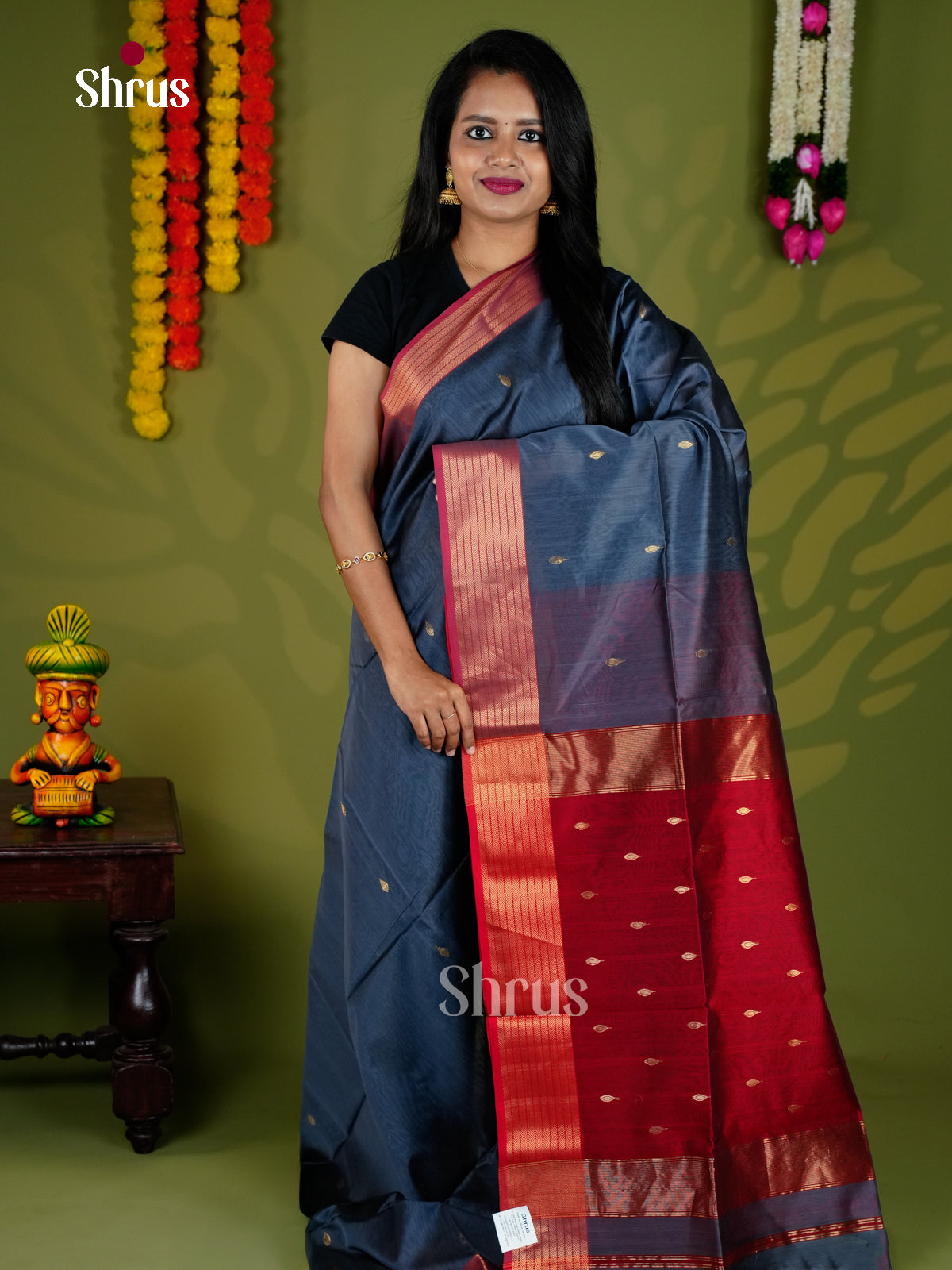 EAS30090 - Maheshwari silkcotton - Saree - Shop on Shrus.com