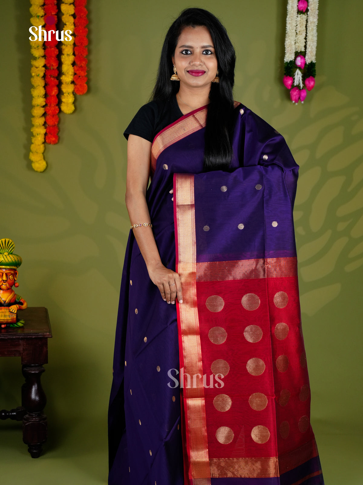 EAS30107 - Maheshwari silkcotton - Saree - Shop on Shrus.com