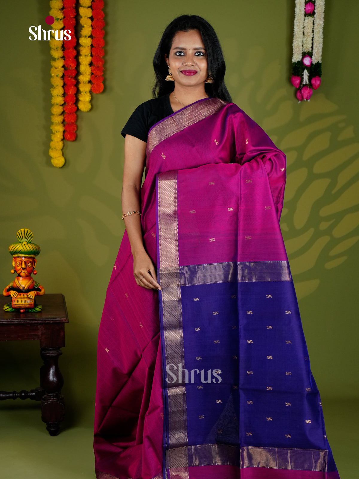 EAS30124 - Maheshwari silkcotton - Saree - Shop on Shrus.com