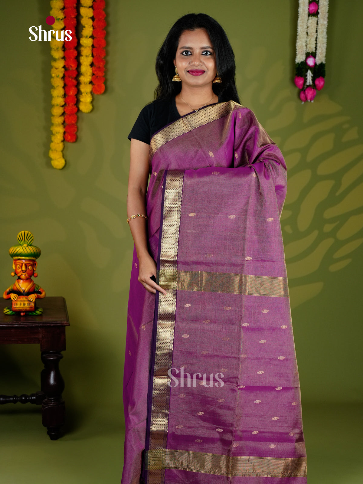 EAS30187 - Maheshwari silkcotton - Saree - Shop on Shrus.com