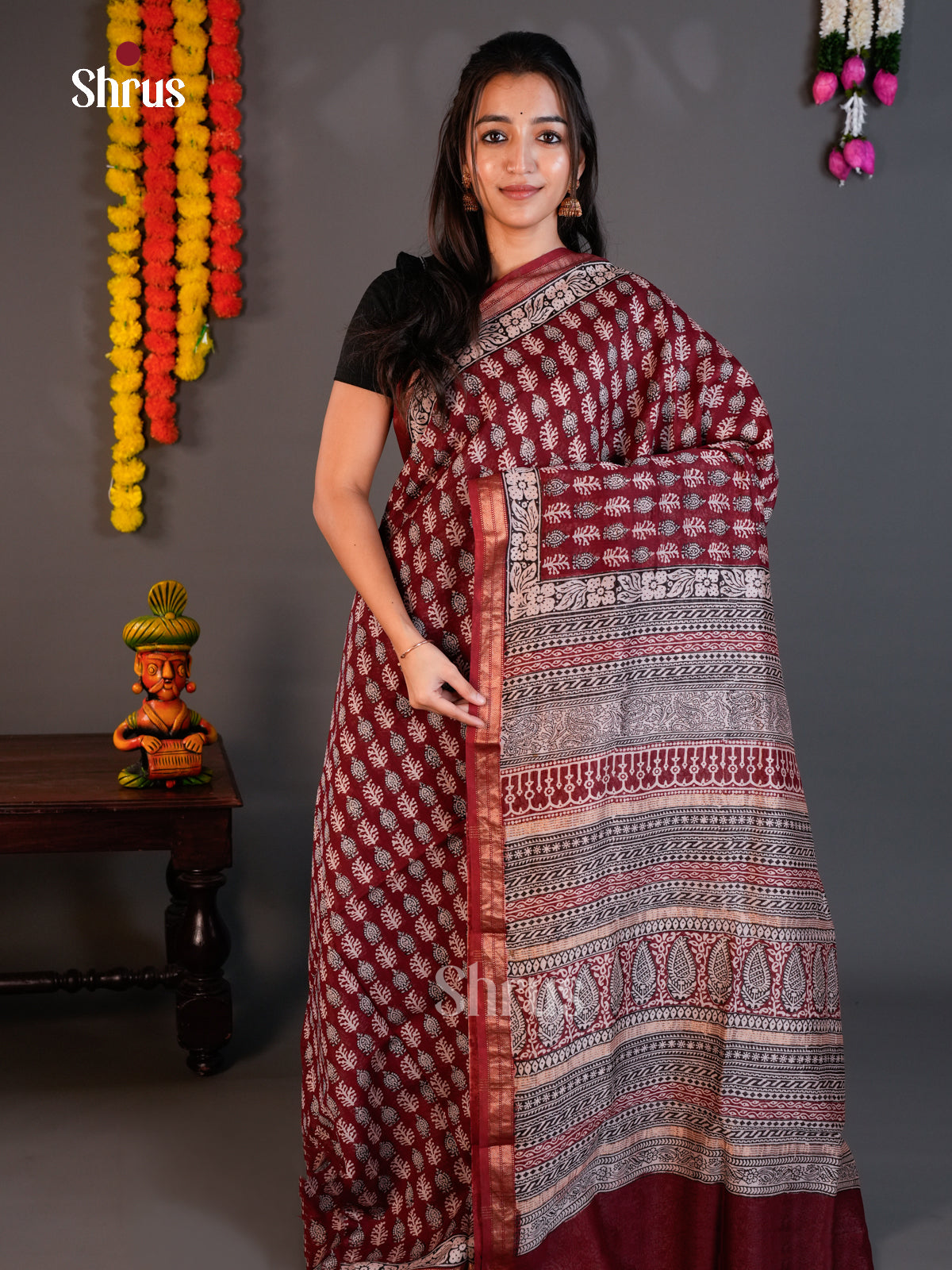EAS30245 - Maheshwari silkcotton - Saree - Shop on Shrus.com